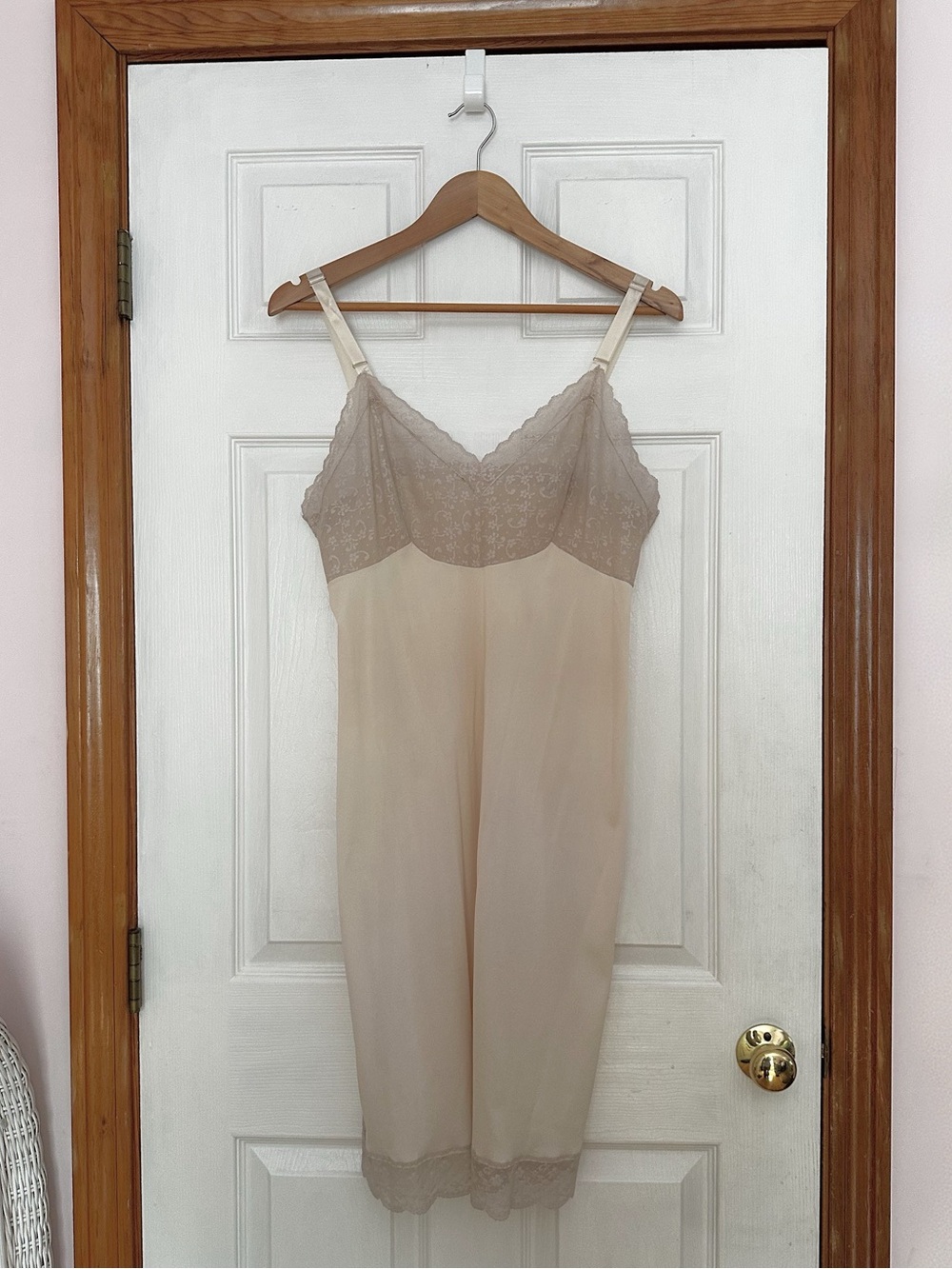 Vintage Komar Inimates Cream Lace Slip Dress